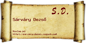 Sárváry Dezső névjegykártya